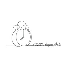 Continuous line drawing vector illustration of a Day Sale 02.02. A super sale design presented in a simple, linear, continuous-line style. An online shopping&ndash;themed concept for your design assets.