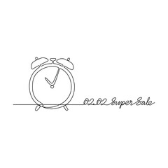 Continuous line drawing vector illustration of a Day Sale 02.02. A super sale design presented in a simple, linear, continuous-line style. An online shopping&ndash;themed concept for your design assets.