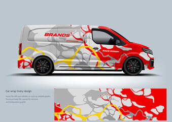 VAn abstract red lightning-style wrap delivering an energetic and futuristic racing visual.