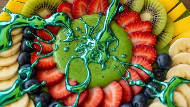 Delicious fruit platter with vibrant colors and artistic presentation for healthy eating.
