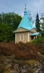 Pokrovskaya chapel on the Valaam archipelago. North of Russia