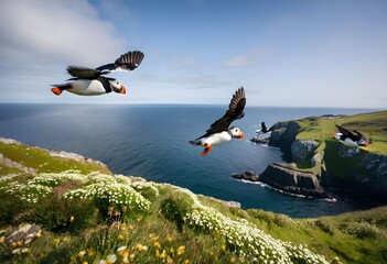 A close up of an Atlantic Puffin