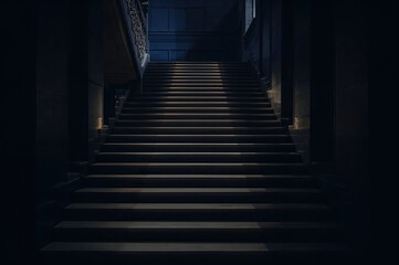 Dark stairway descending into mysterious corridor