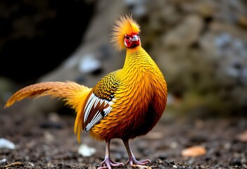 A close up of a Golden Pheasant