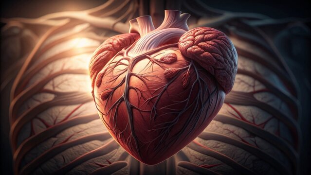 Detailed Human Heart Muscle Tissue With Visible Scarring