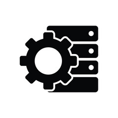 Obraz premium Black icon representing gears and data storage a simple technological illustration silhouette