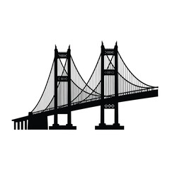 Obraz premium Detailed illustration of a large suspension bridge structure showcasing architectural design silhouette