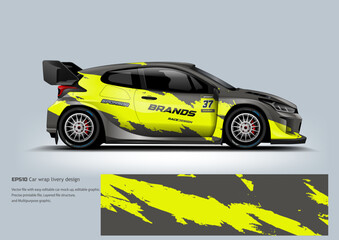 A vibrant neon yellow and black racing wrap designed for high visibility and modern motorsport appeal.