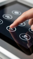 Index finger reaching to activate touchscreen control