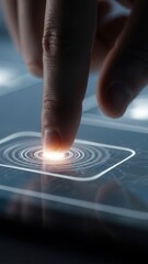 Index finger touching digital surface emphasizing user control