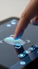 Index finger touching digital surface emphasizing user control