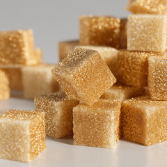 Golden sugar cubes