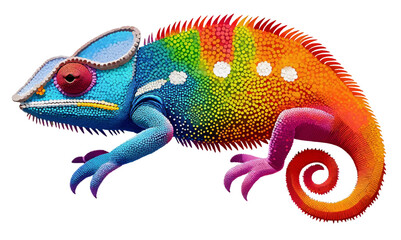Pointillism Style Colorful Chameleon Vector.
