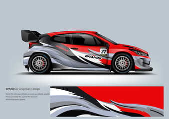 A premium silver and red racing wrap combining metallic tones with sharp racing accents for a clean and high-performance appearance.