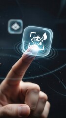 Index finger touching digital UI element showing clarity