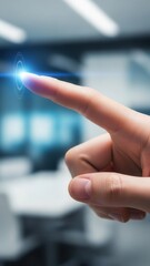 Index finger tapping invisible touchscreen representing smart technology interaction