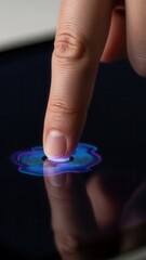 Index finger touching digital surface emphasizing minimal interaction