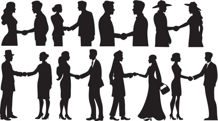 Business Handshake Agreement Silhouettes on White Background Vector Fully Editable Smart Object Text Effect