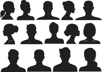 Human Upper Silhouettes on White Background Vector Fully Editable Smart Object Text Effect