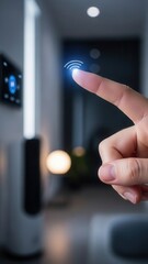 Index finger tapping invisible button illustrating smart control