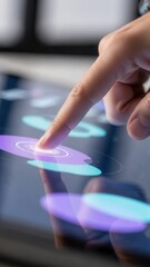 Index finger tapping touchscreen representing modern digital action