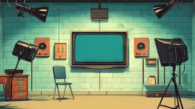 Classic television studio setup
