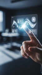 Index finger touching imaginary interface showing modern UX interaction concept