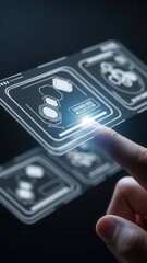 Index finger touching UI concept showing clean and minimal interaction