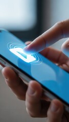 Index finger tapping virtual control emphasizing mobile app interaction