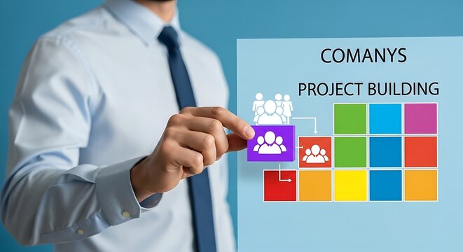 Comanys Project Building Business Strategy and Teamwork Concept.