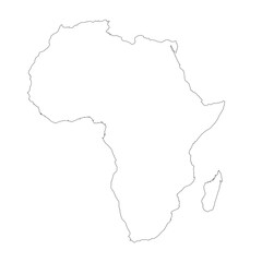 Map of Africa, sign silhouette. World Map Globe. Vector Illustration isolated on transparen background. African continent.