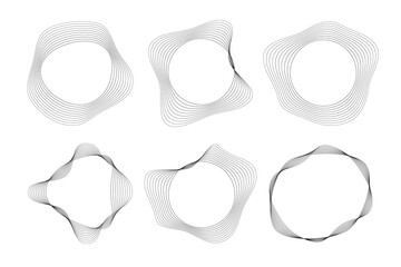 Set of round curved sound waves with dynamic wavy stripes