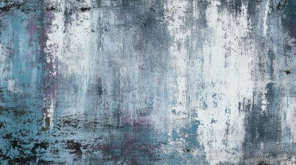 Obraz premium The scene shows a wall with an abstract pattern featuring shades of blue and gray. The surface has a rough texture and varied tones reflecting light during the day.