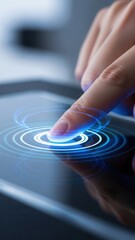 Index finger tapping invisible button illustrating smart control