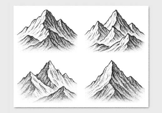 Vector illustration of mountains clipart with stipple noise texture effect