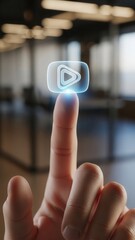 Index finger tapping virtual icon symbolizing user action