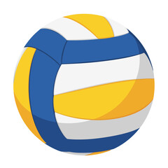 Blue-white-yellow volleyball ball in a modern flat design, transparent background, isolated, vector  