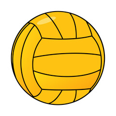 Bright yellow water polo ball design on transparent background, isolated, vector