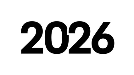 Bold Black Number 2026 on a Clean White Background for Future Concepts