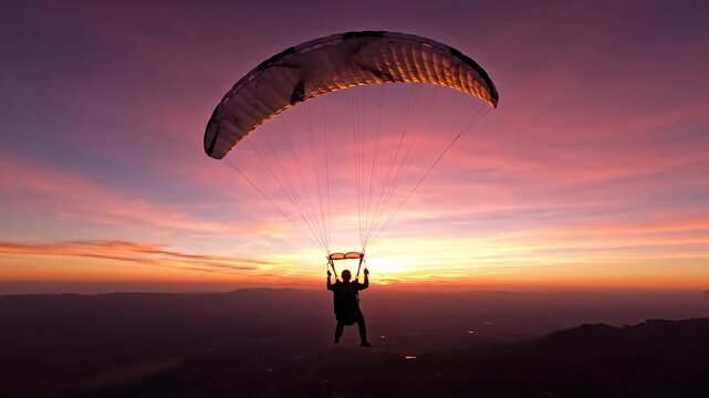 Paragliding at Sunset - A Thrilling Adventure in the Sky.