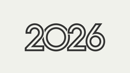 bold black outline of the year 2026 on a pale background with minimalist design