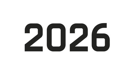 Bold black typography displaying the year 2026 against a clean white background