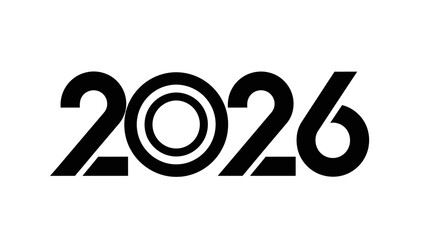bold black year 2026 graphic on white background