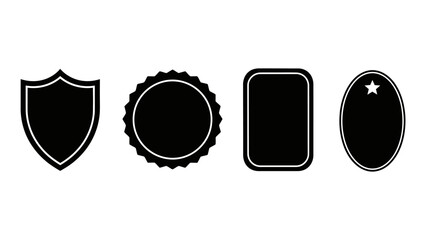 collection of four black vector badges and seals on white background