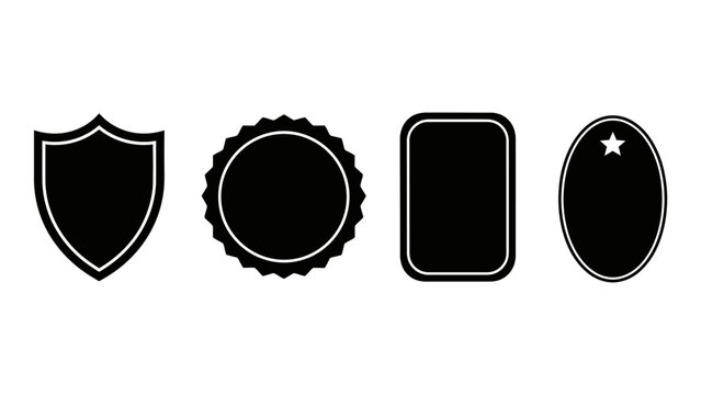 collection of four black vector badges and seals on white background