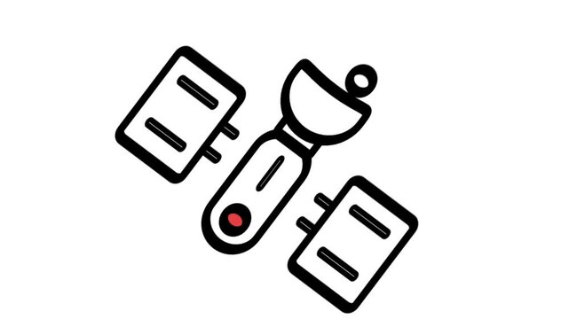 Satellite line icon motion. Icon animation suitable for technology, business, web, industry and entertainment.
