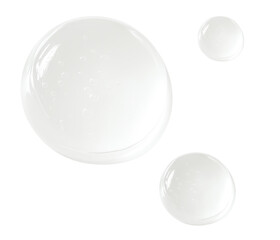 Translucent cosmetic gel drop isolated on white. Liquid serum texture with milky consistency for skincare beauty treatments and moisturizing care.