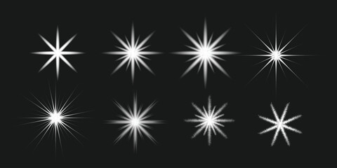Collection of Bright Starburst and Light Flare Effects