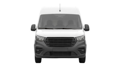 Modern white delivery van PNG isolated on transparent background, commercial vehicle for transportation and logistics © Roxana