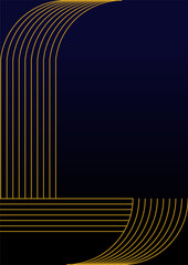 Abstract dark blue background with a decoration of golden lines